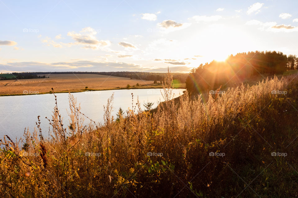 Sunset on lake