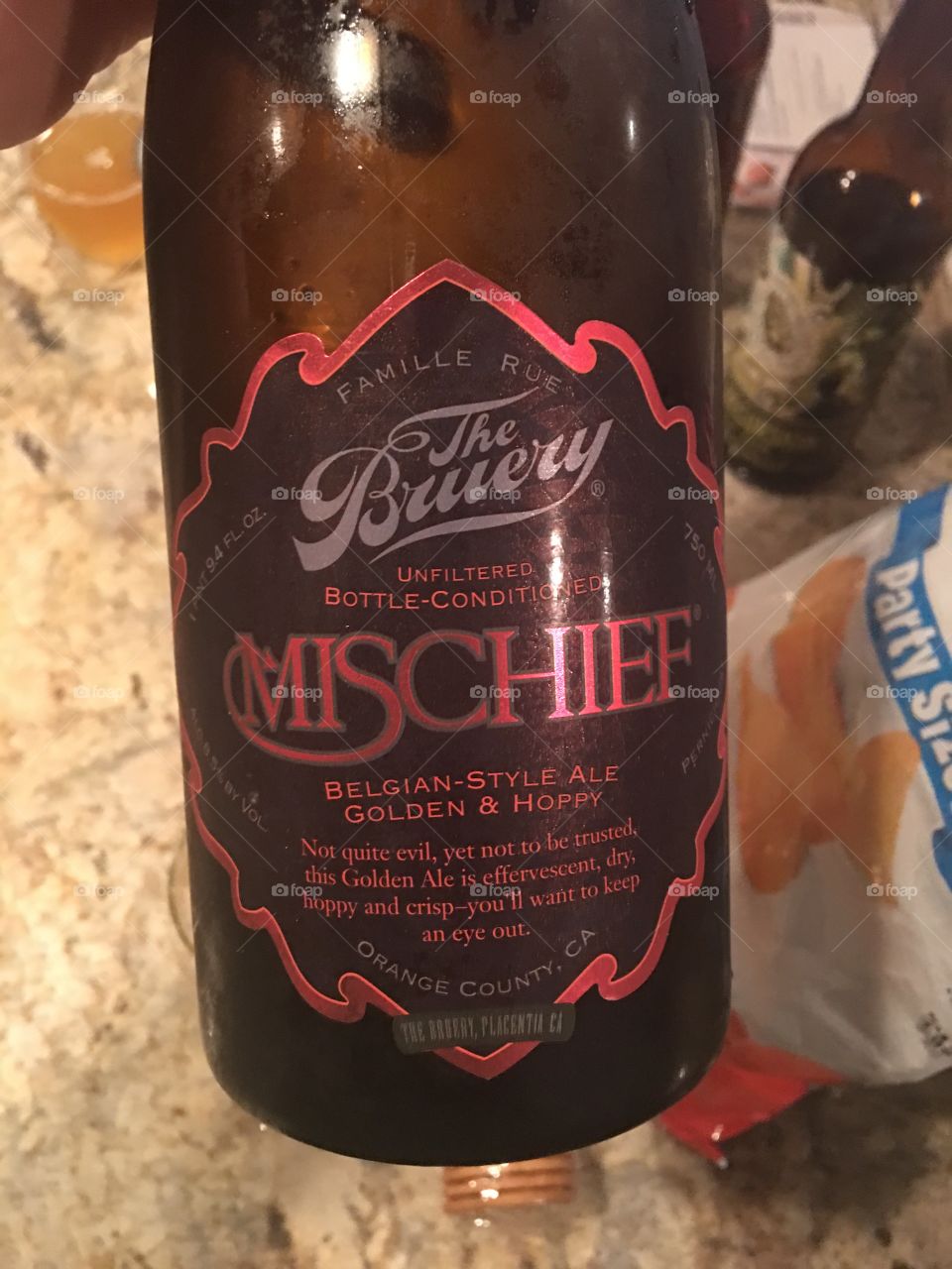 A bottle of craft beer