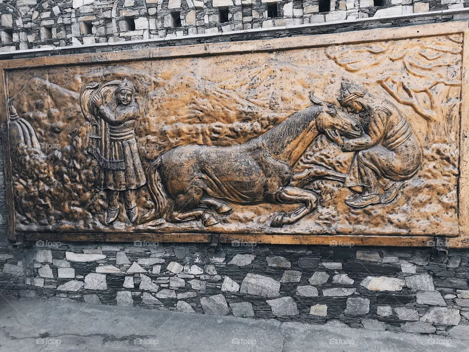 King of Mewar Maharana Pratap with his favourite horse Chetak seen shot