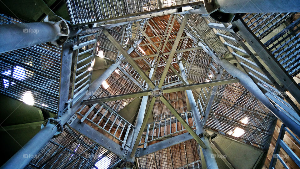 Steel stairs in the tower