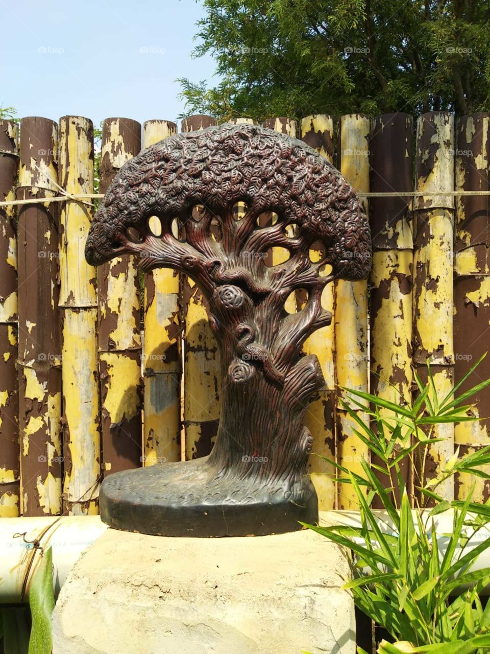 bamboo tree with idol decoration