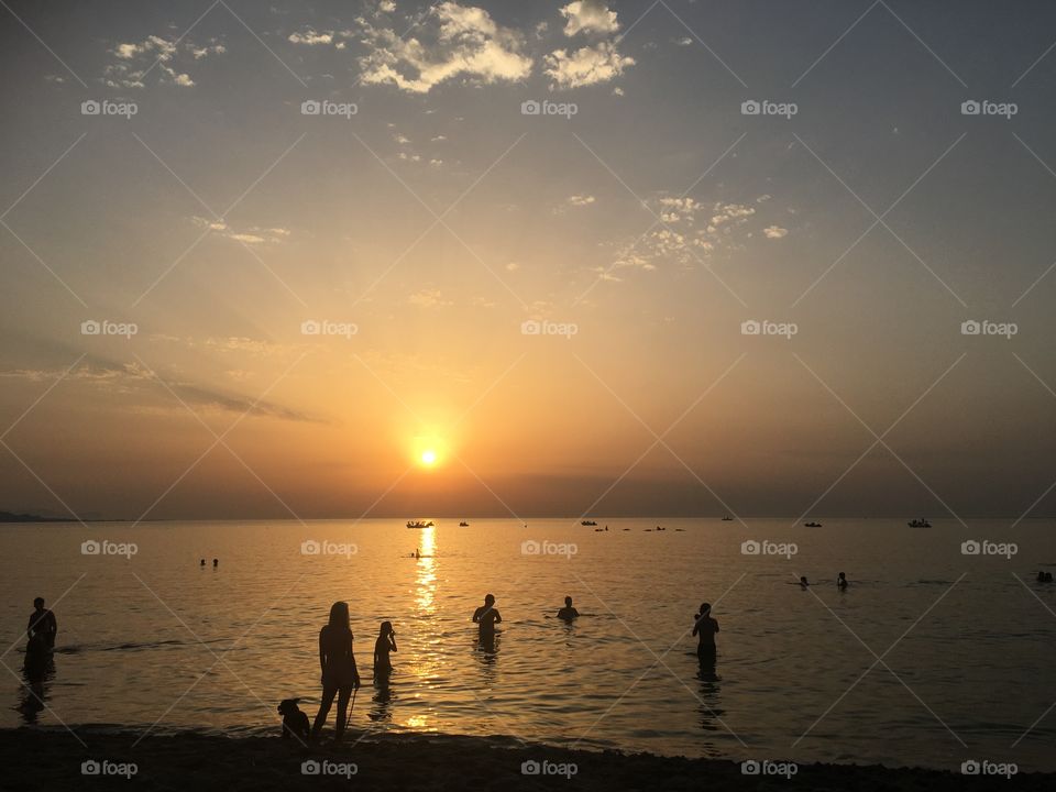 beautiful sunset on the sicilian beach of italy