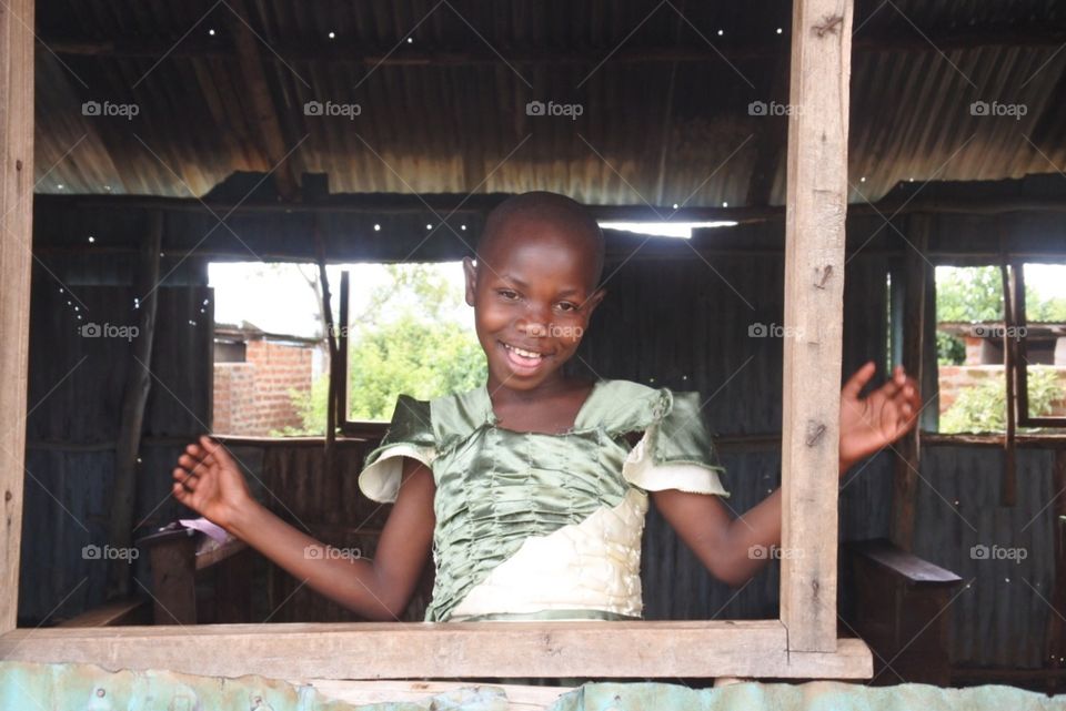 Joyful . Pretty African girl 