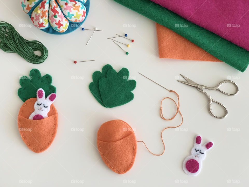 Sewing craft project with felt