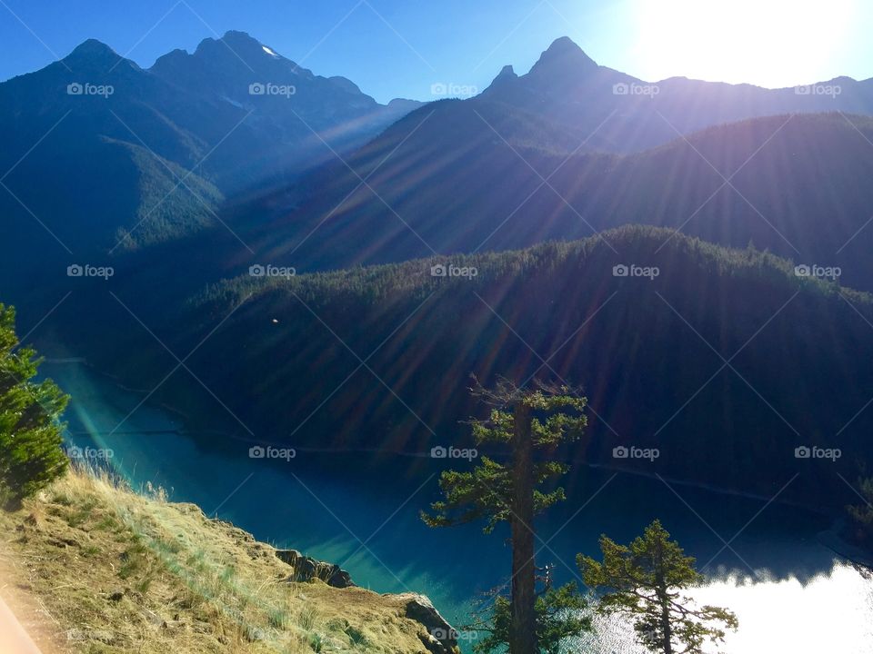 Mountain reflecting on lake