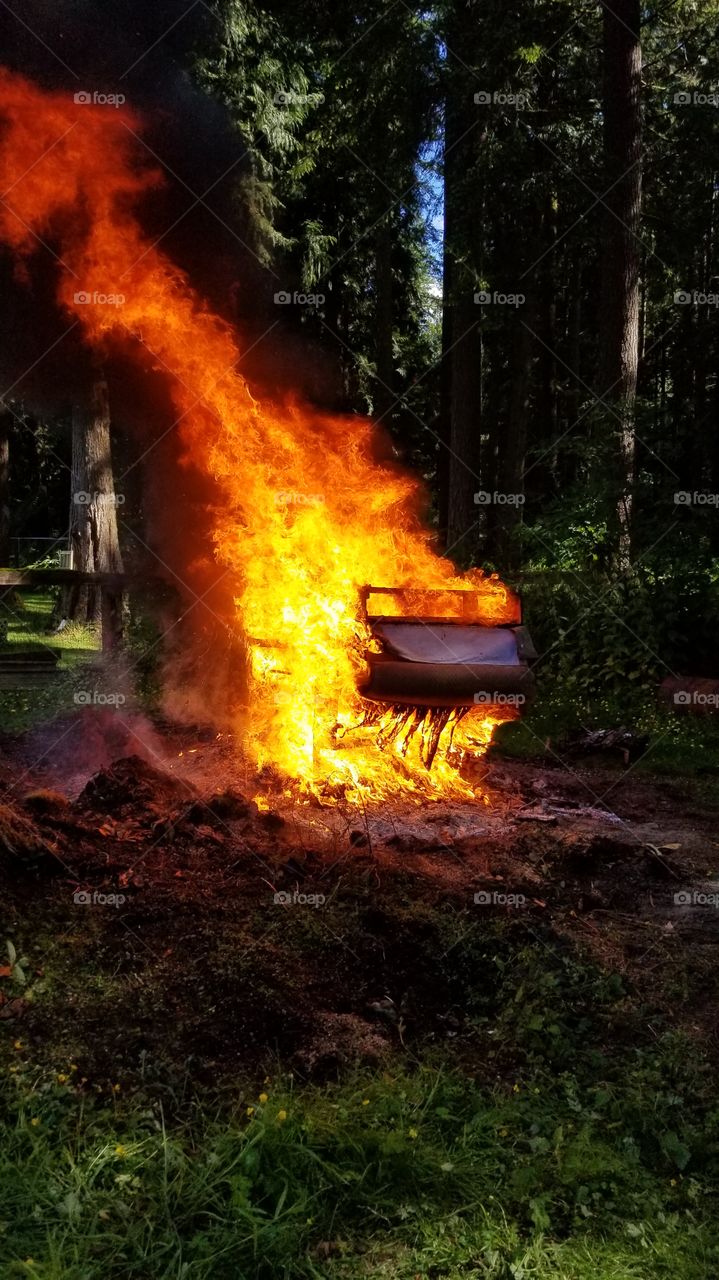 burning couch