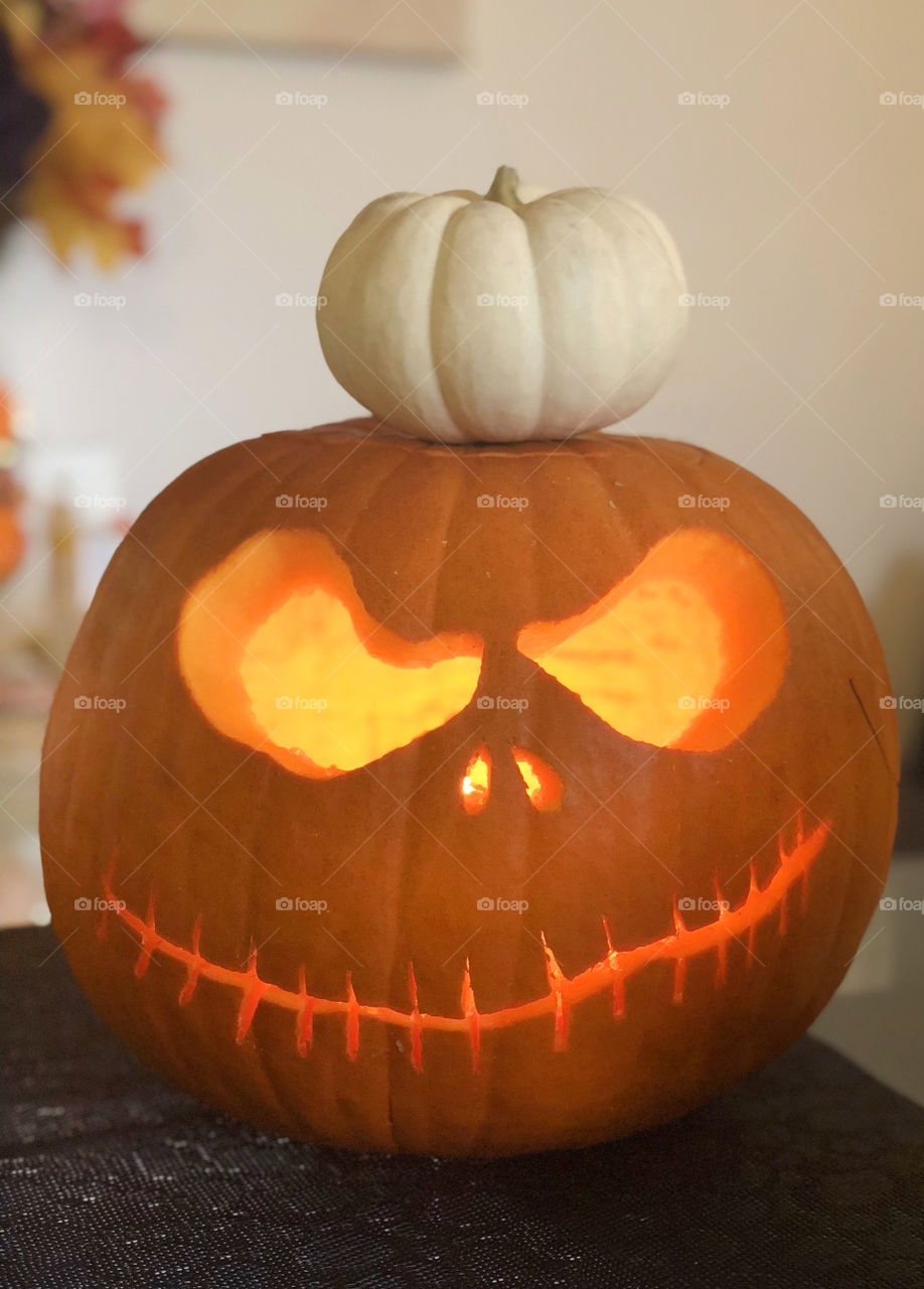 Halloween decoration, carved pumpkin