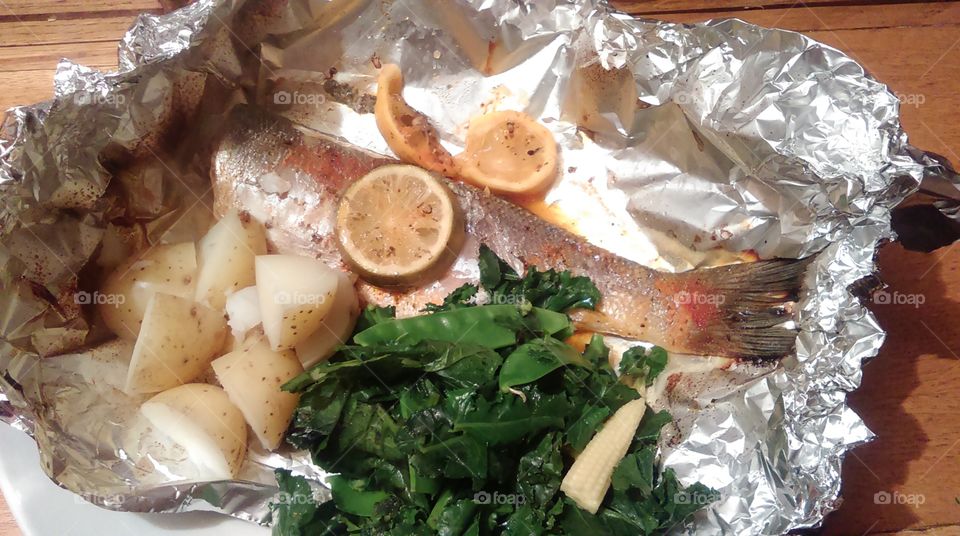 Sea bass in foil