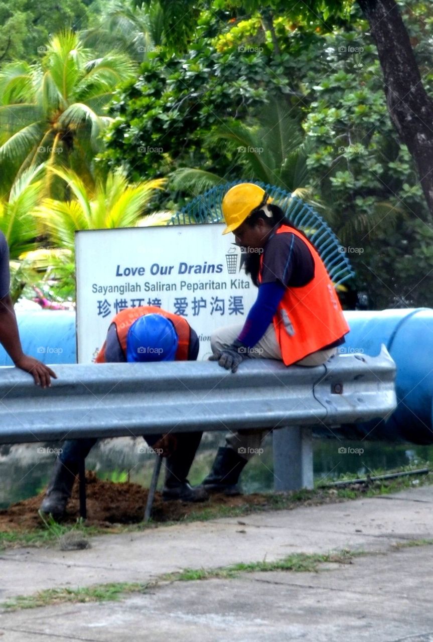 Workers of construction site