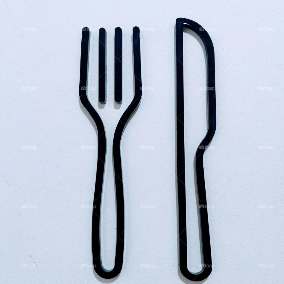 Spoon and Fork Black and White