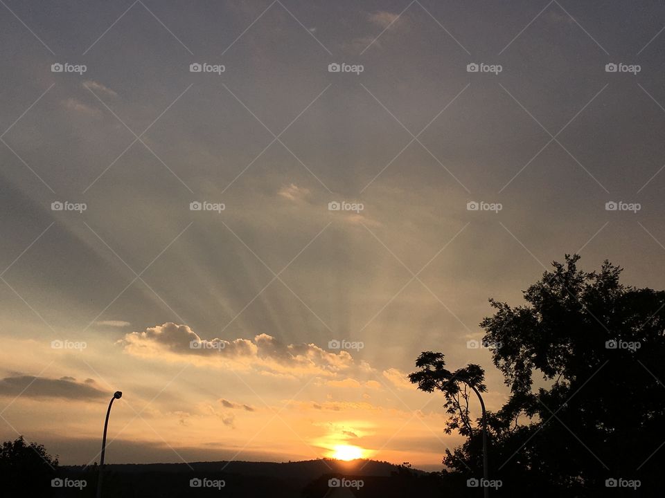 Rays at sunset