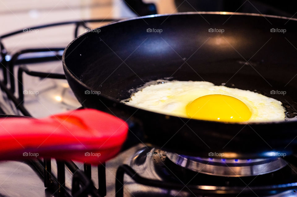 Omelet on frying pan