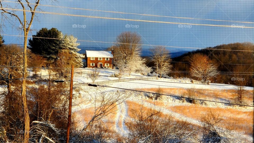 Christmas snow scene in southwest Virginia