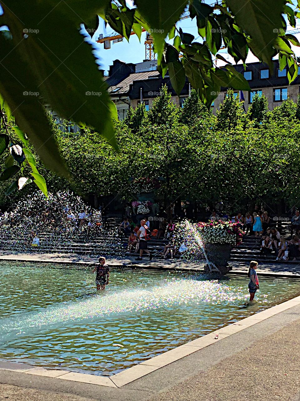 Playing in the water in Stockholm city! 