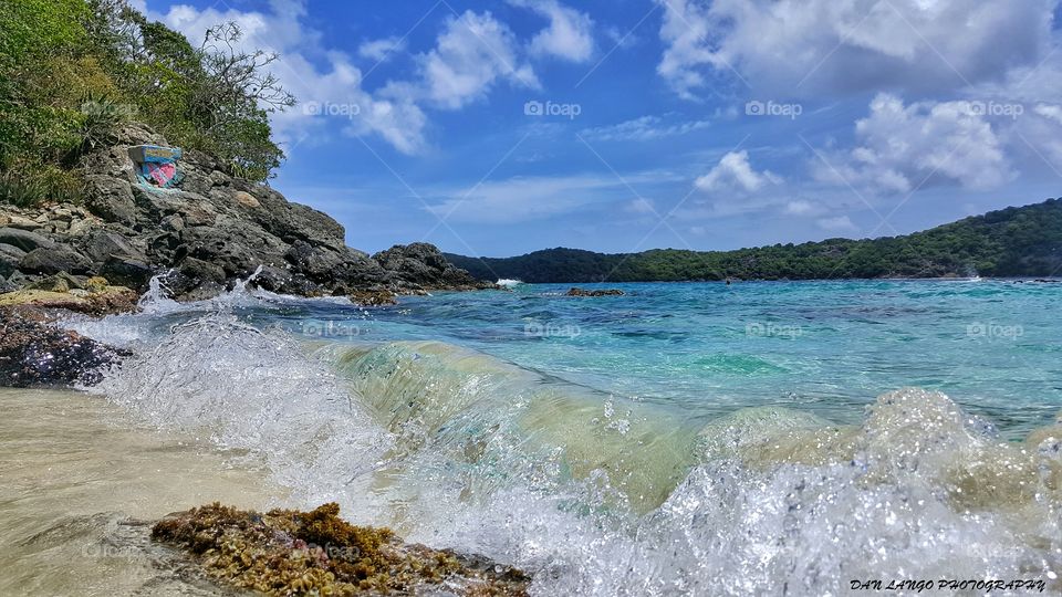 Waves at rocky coastline