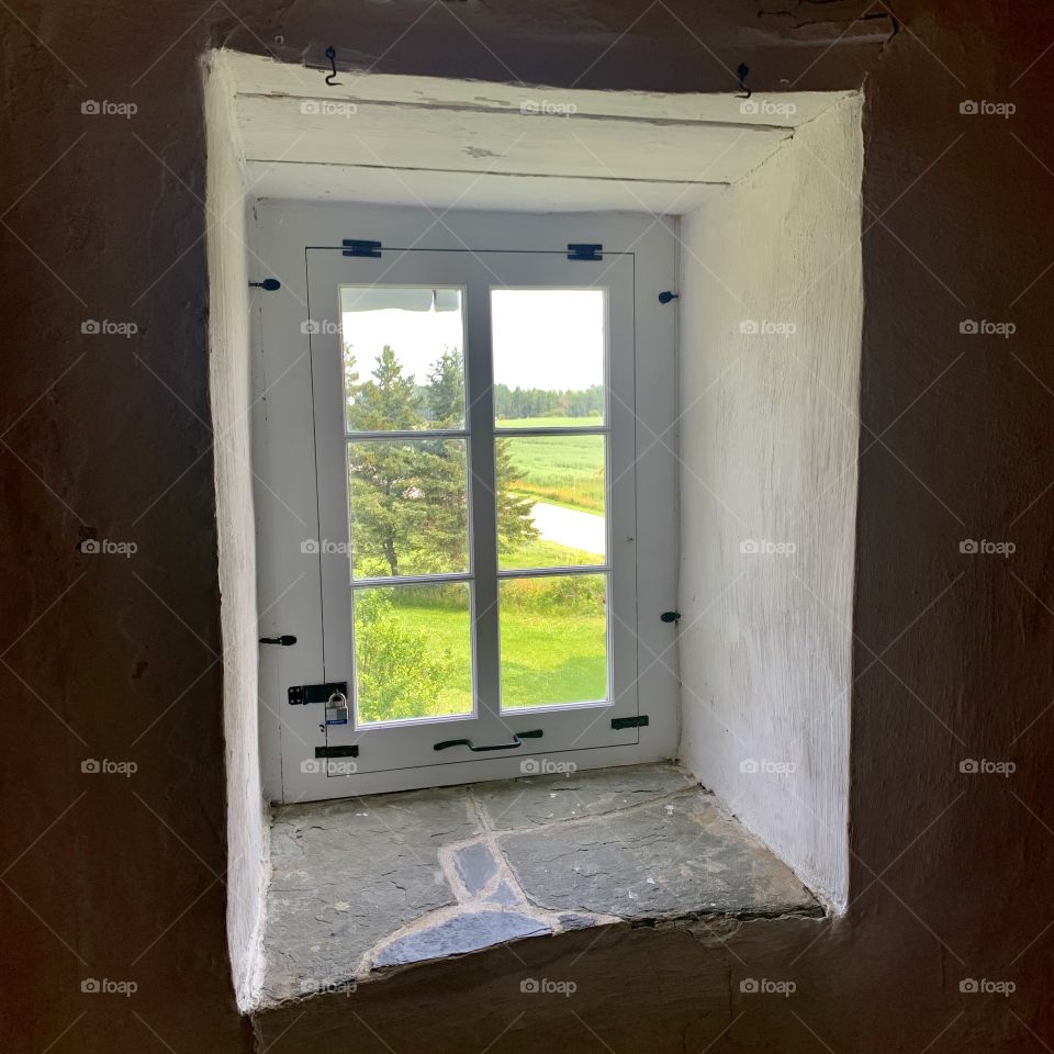 In the Isle-aux-Coudres mill, looking out the window 