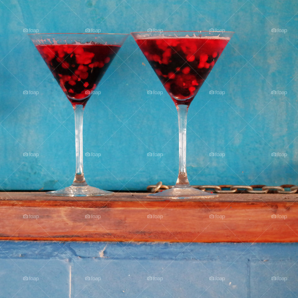 Red drinks with fruits