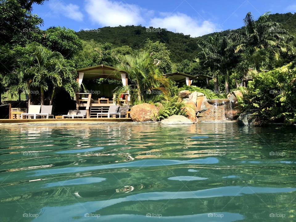 Natural spring pool with cabana 