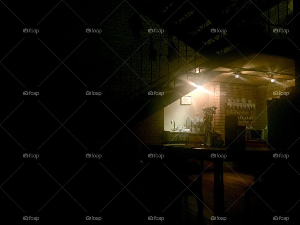 Light on in the Kitchen in the hall