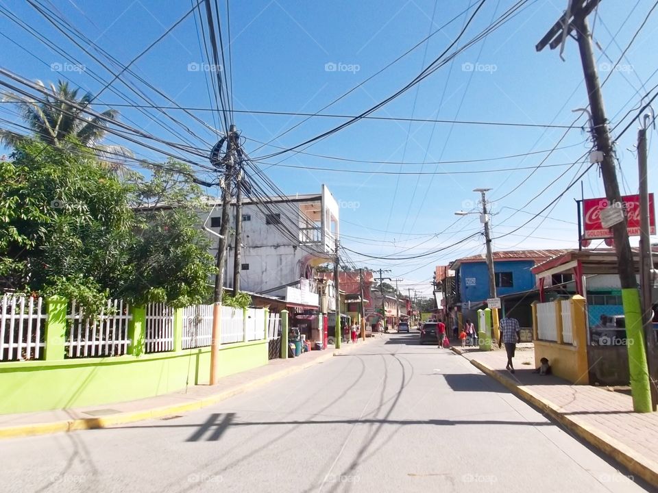 Photo from moving car traveling in Roatan, Honduras