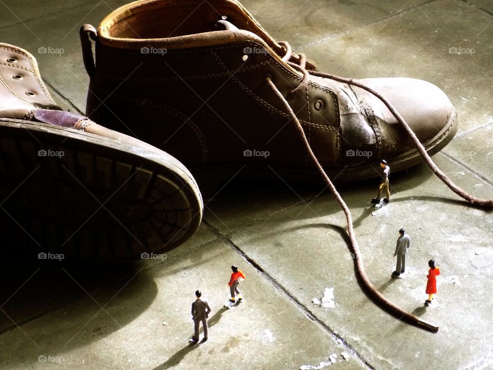 From the world of liliput, giant shoes