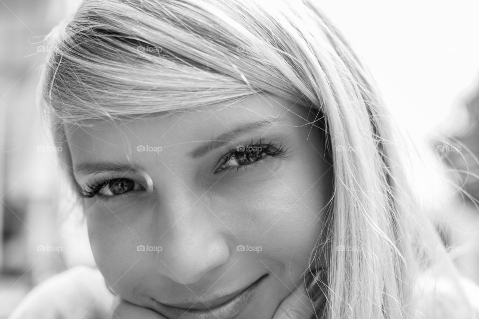 Extreme close-up of young woman's face