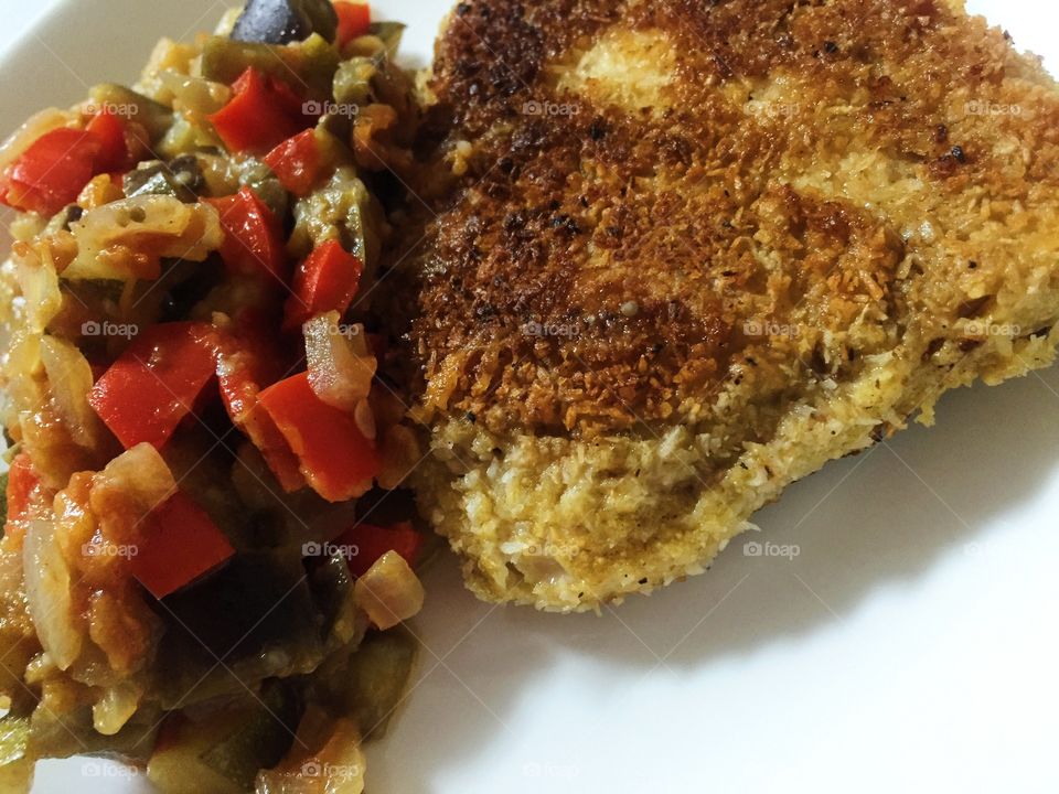 Croquette fish with ratatouille