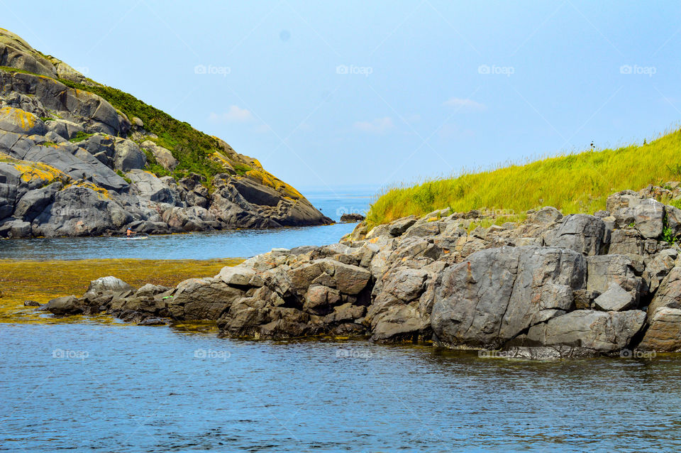 Maine summer coastline rocky shore, Island