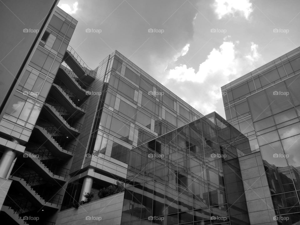 abstract buildings, New Delhi, India