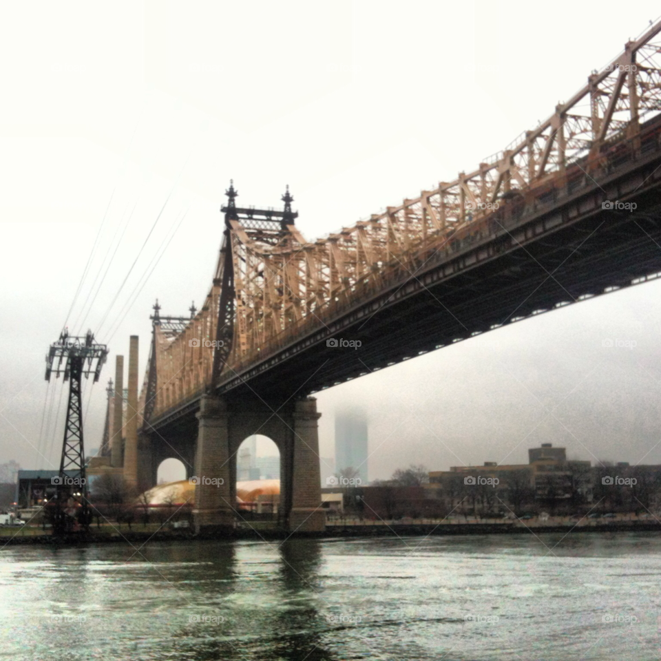 bridge newyork newyorkcity urban urbanscape river structure steel foggy fog rainy beautiful underthebridge lookingup 59th street bridge new york by fstopjunky