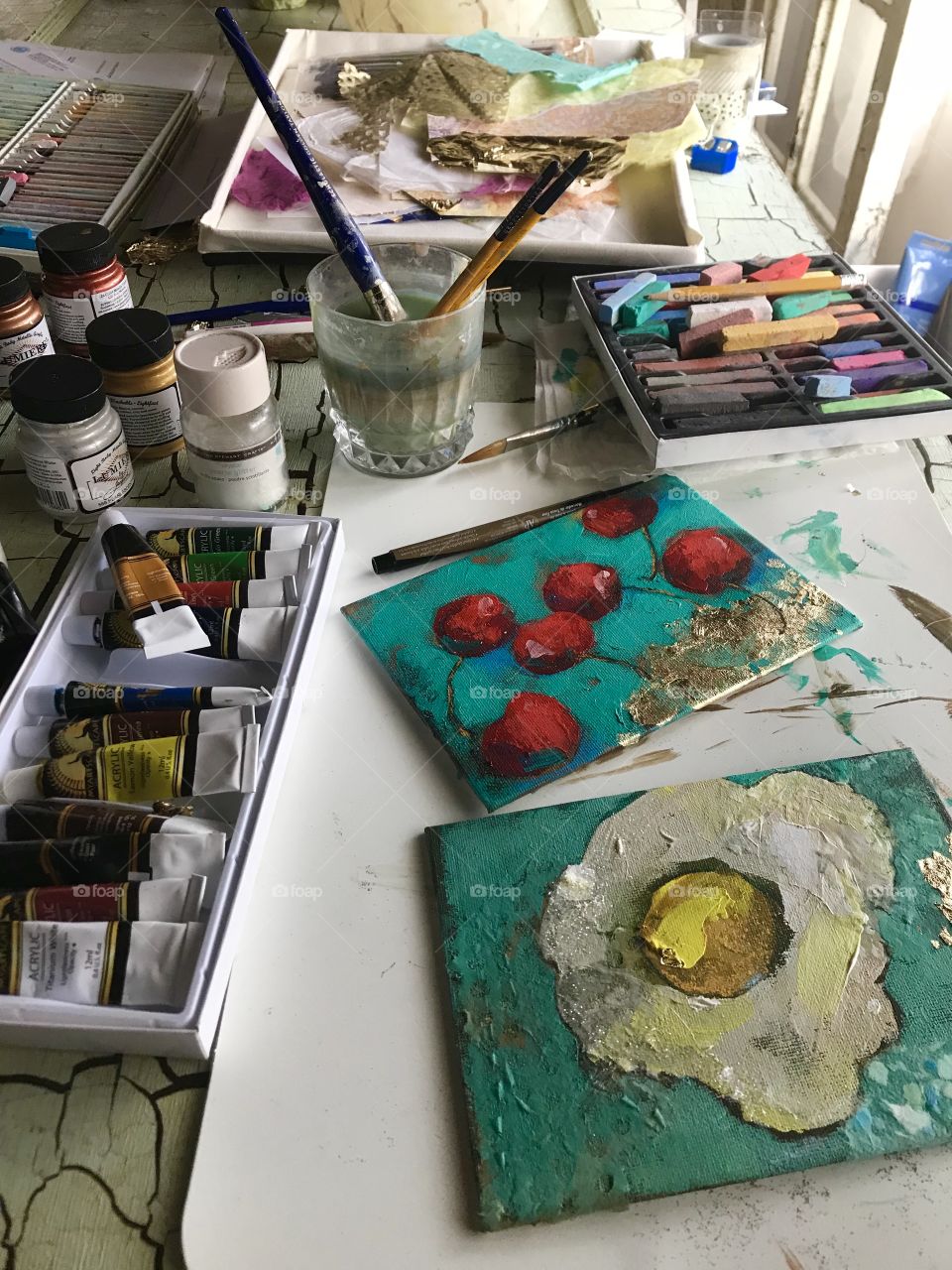 Studio space artistic painting and supplies 