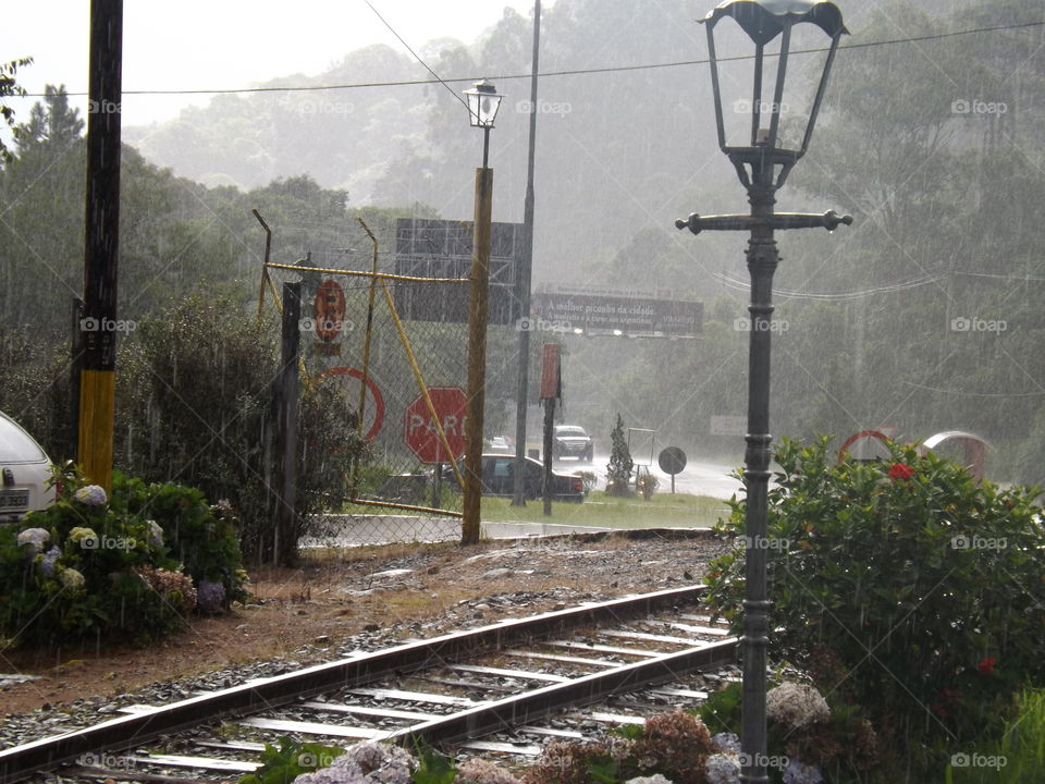 Rain at the train station!