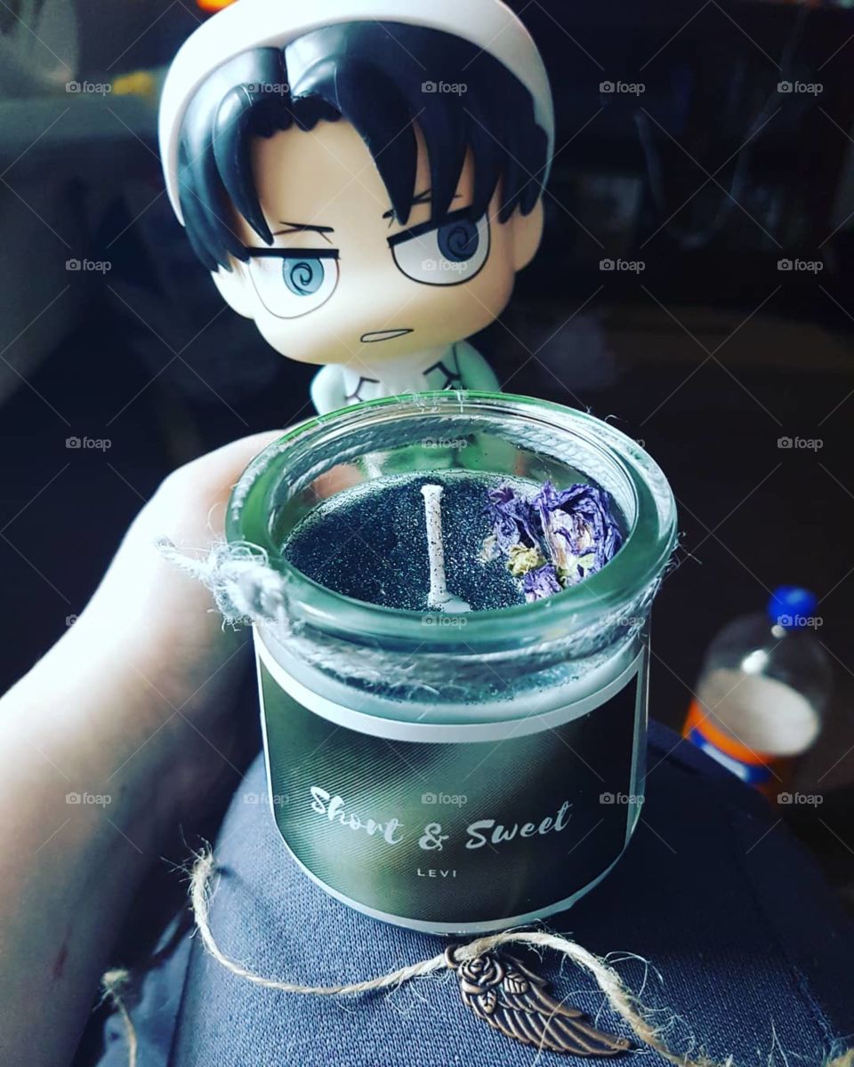My Levi figure and scented candle.
