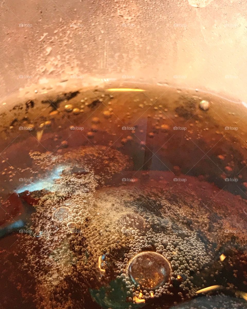 extreme close-up of cold drink