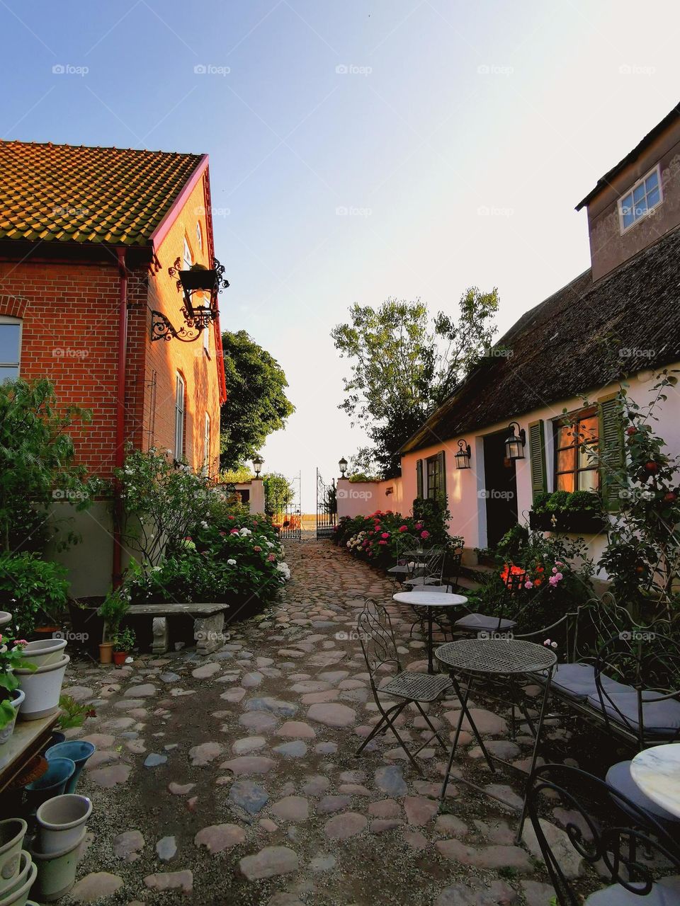 Sunset behind the old house