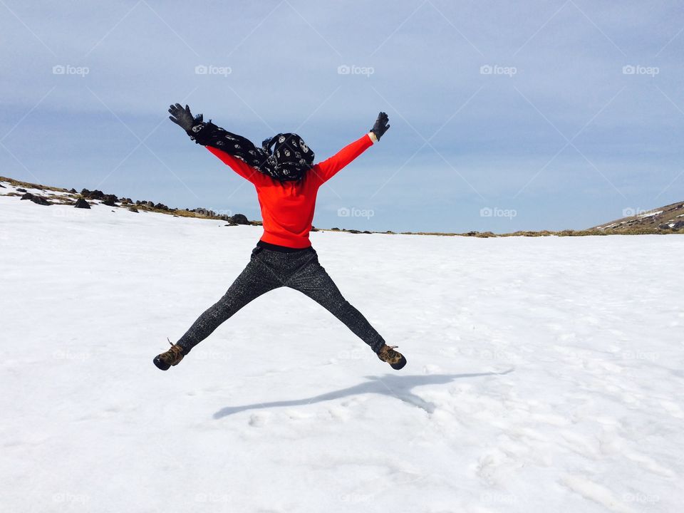 Snow mountain top. Haha big pose 