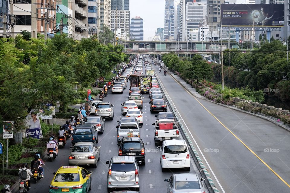 Bangkok/Thailand 2.5 PM photo from Traffic jam problem