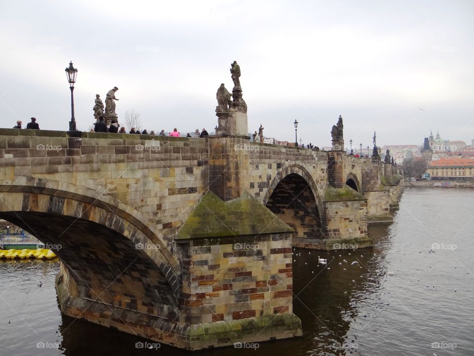 One day in Prague Charles bridge