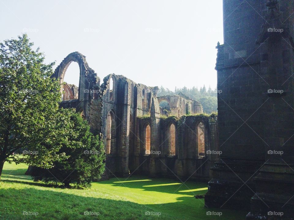 Old ancient church on a sunny day in England.