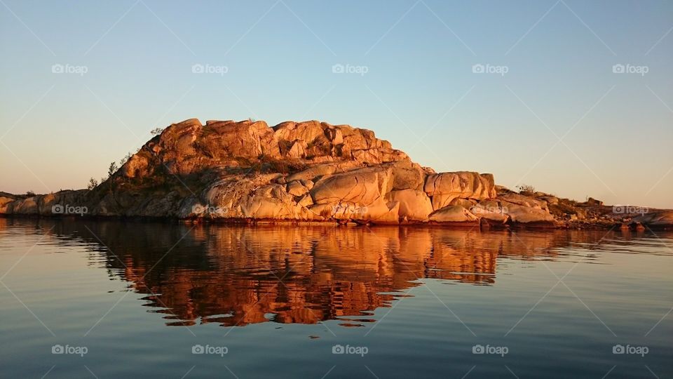 Golden cliffs. golden hour