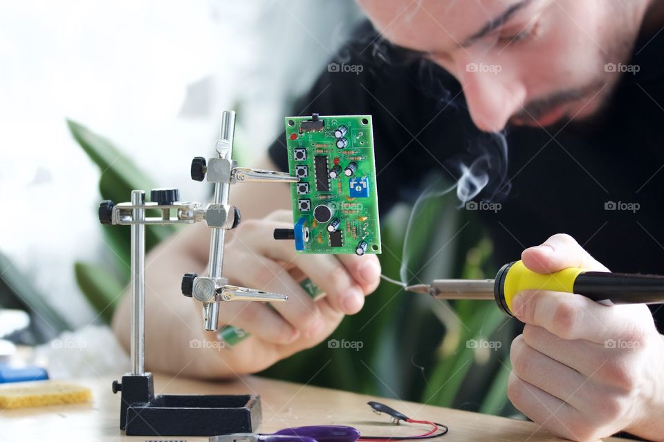 The soldering of electronics 