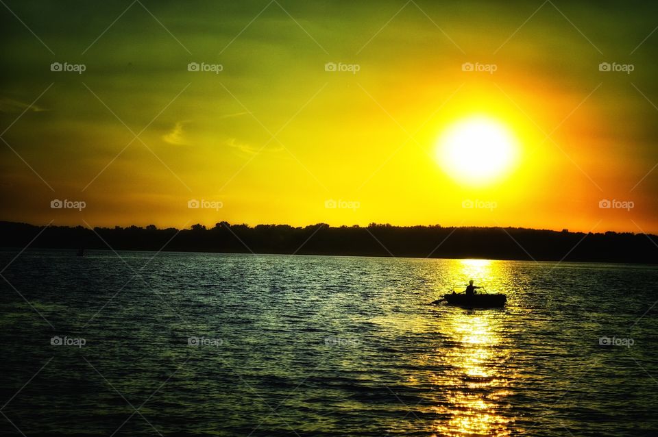 spring sunset on the river