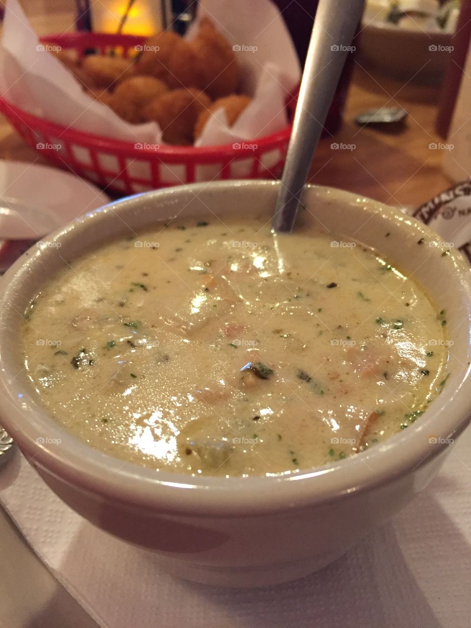 Clam Chowder and Hush Puppies