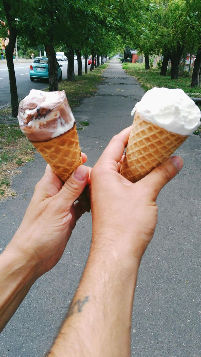 two frozen in two hands, summer