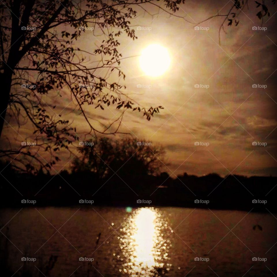 Winter Sunset on the lake 