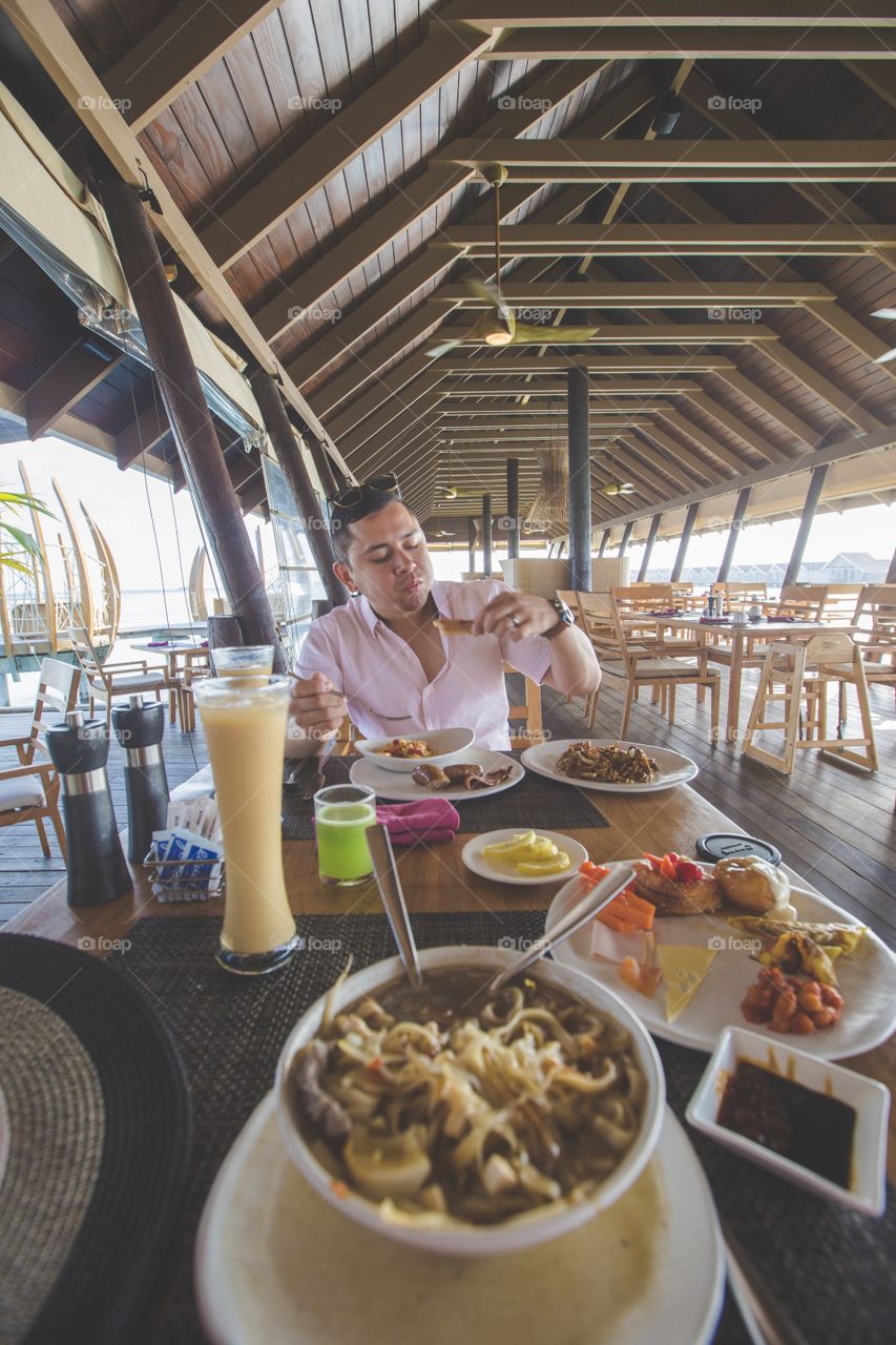 Enjoying a nice breakfast meal 