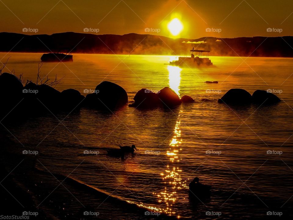 Sunset. Family outing