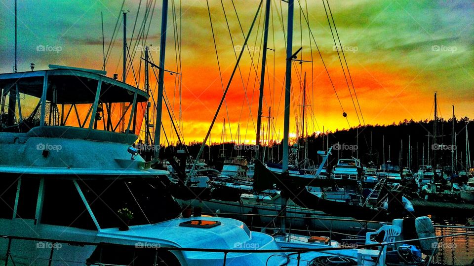 Sunset over Friday Harbor