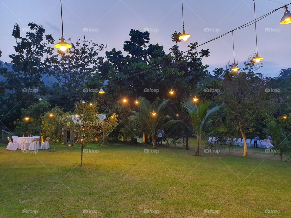 chandelier in the back garden