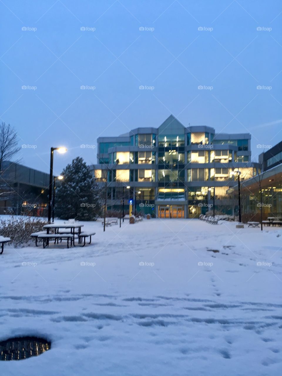 Humber College during the winter at 8AM.